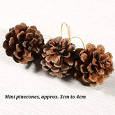 Coobey 27 Pieces Mini Pine Cones Christmas PineCones Natural Hanging Ornament 3-4cm Pine Cones Pendant With String for Christmas Gift Tag Decoration